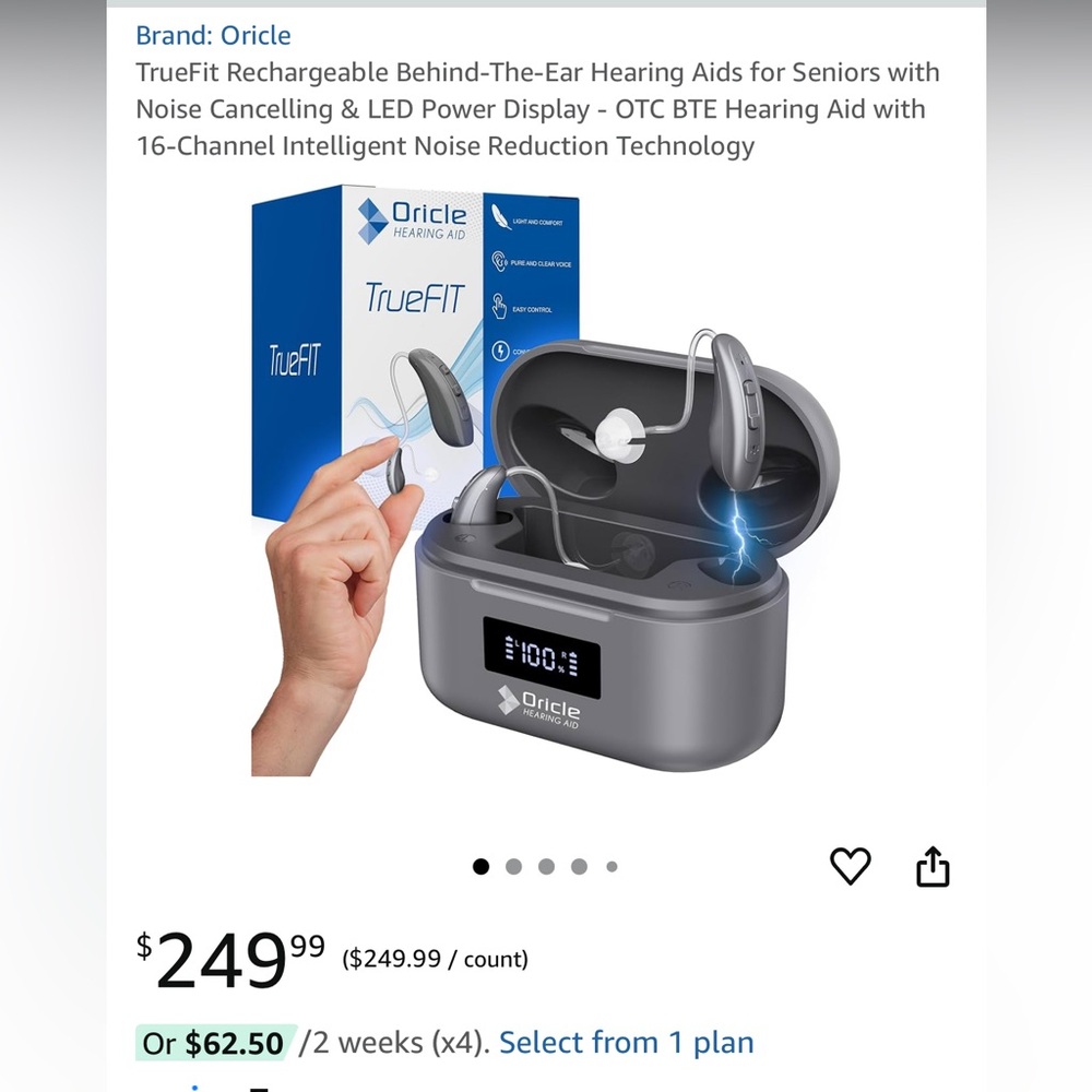 TrueFit Rechargeable Behind-The-Ear Hearing Aids - Gray